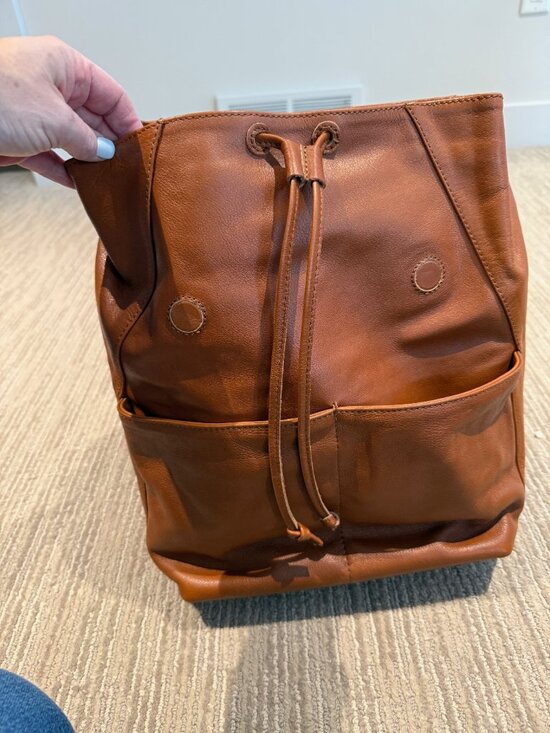 Conseula Leather Backpack - Brandy with Pink Stripe Straps main image 6